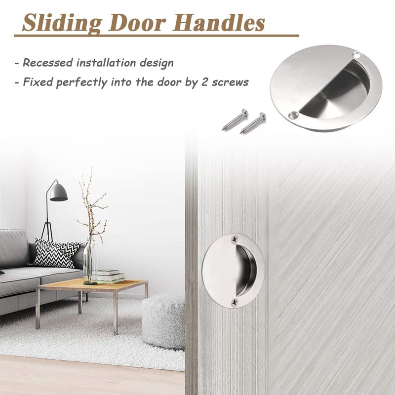 Mesee 2 Packs Recessed Sliding Door Handles with Fixing Screws,
