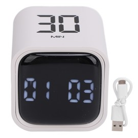 Timer 5min 10min 30min 60min Timing Volume Adjustable Rotation Timer Type C Fast Charging Timer Clock for Cooking Reading Game Sports White