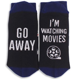 FUQWZ Movie Lover Gifts Socks, Movie Night Supplies, Horror Scary Comedy Movie Gifts, Movie Night Gifts for Men and Women, Birthday Christmas Gift for Movie Lover, Novelty Funny Crew Black Socks.(005)