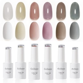 Gel Nails Coikaze Color Gel, Nail Color, Nail Art, Sheer Color Gel, UV/LED Compatible, 6 Colors, 0.3 fl oz (10 ml)