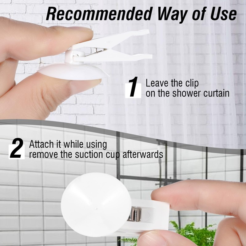 ASTER 6Pcs Shower Curtain Clips with Suction Cup, Multiple Purpose