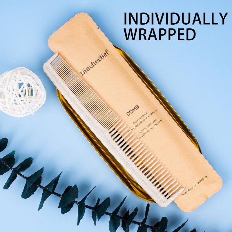 Hair Combs Bulk, Disposable Wheat Straw Combs Individually Wrapped Combs