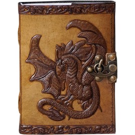 Leather Journal with Clasp Celtic Dragon Embossed Journal Vintage Sketchbook Parchment Paper Writing Wiccan Pagan Notebook for Women Diary Appointment Organizer Poetry Book 7x5 Inches