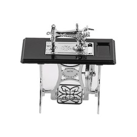 ieron Vintage Dollhouse Sewing Machine Model Mini Alloy Sewing Machine Figurine 1:12 Miniature House Furniture for Doll House DIY Decoration(Silver) 66x33x69mm