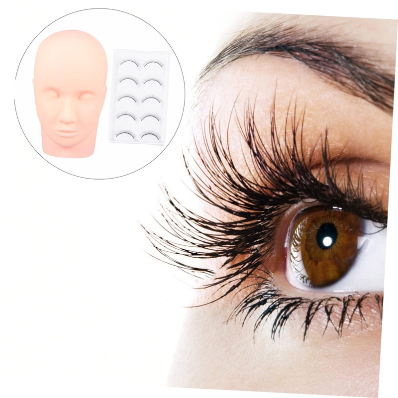 TOVINANNA 1set Practice Kit for Eyelash Extensions Lash Mannequin Head