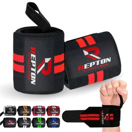 Weightlifting Wrist Wraps - Professional Grade with Thumb Loops - Wrist Support Braces - Men & Women - Weight Lifting, Crossfit, Powerlifting, Strength Training Straps (Black & Red, 13)