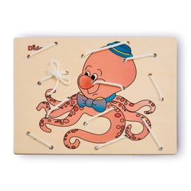 Dida - Schnürspiel Krake - Das Fädelspiel Mit Schnürsenkel Zur Förderung Der Feinmotorik Der Kinder - Aktivitäten Montessori Für Kindergärten und Vorschulen