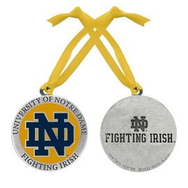 Notre Dame Ornament Non-Dated | Hand-Sculpted Christmas Tree Ornament | Intricately Crafted Metal Pewter Alma Mater Inlay