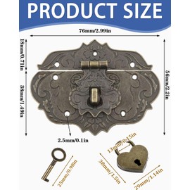 KEMUZ Beschläge Haspe – Antikes Metall-Vorhängeschloss für Möbel, Truhen & Schmuckkisten | Vintage Design | Robust & Langlebig (1 Stück)​