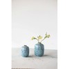 Creative Co-Op Terra-Cotta Floral Pattern, Distressed Blue Vase, 5" L