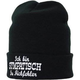 EXPRESS-STICKEREI Knitted Hat Insulting Warm Winter Hat/Wool Hat Unisex Men Women Cap/Sailor Hat/Roll Hat Work Hat Beanie Cap Fine Knit with Saying | One Size Streetwear, Black/Ich bin sympathisch du