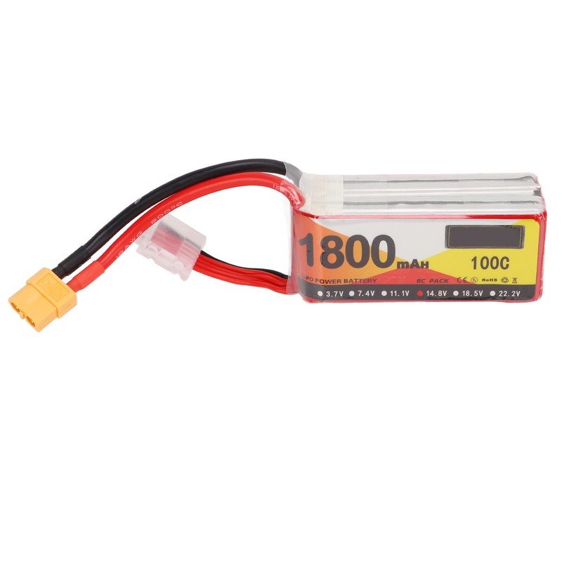 1800mAh Lipo Battery 100C Discharge Rate 14.8V 4S XT60 Plug