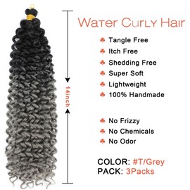 Alileona Gogo Curl Crochet Hair Shoulder length Ocean Wave Ombre Crochet Hair for Black Women 14 Inch 3PCS (1B-Grey)