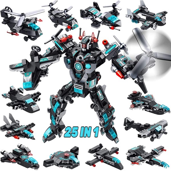 MOONTOY 577PCS STEM Robot Building Toys Set 25-in-1 Engineering Kit Building Blocks Bricks Construction Vehicles Educational Christmas Birthday Gifts for Kids Boys Girls 5 6 7 8 9 10 11 12+ Year Old