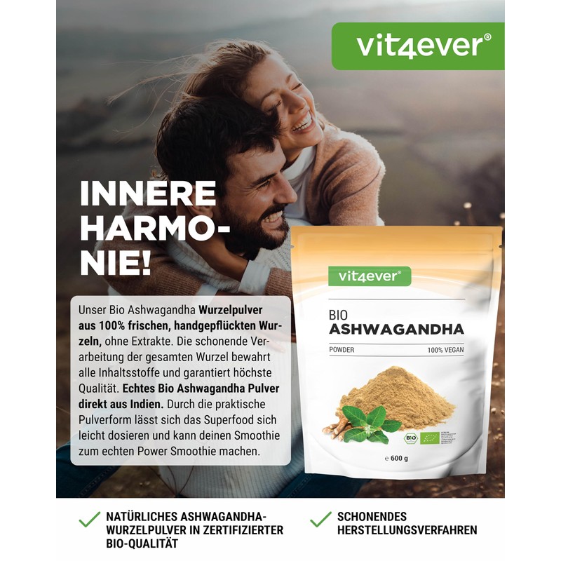 vit4ever Organic Ashwagandha Powder 600 g - Made from Real