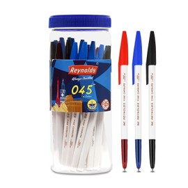 Reynolds 045 CARBURE 25 CT JAR, 16 BLUE, 6 BLACK & 3 RED I Lightweight Ball Pen With Comfortable Grip for Extra Smooth Writing I School and Office Stationery | 0.7mm Tip Size