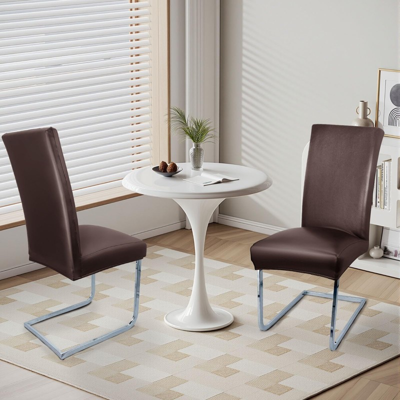 WENZMOC PU Leather Dining Chair Covers Removable 100% Waterproof Chair