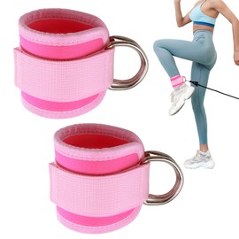 Ankle Straps for Cable Machines Adjustable Ankle Straps Cable Attachment with Double Stainless Steel D-Ring Padded Comfort for Resistance Training Leg Workouts Gym Accessories Women & Men, Pink
