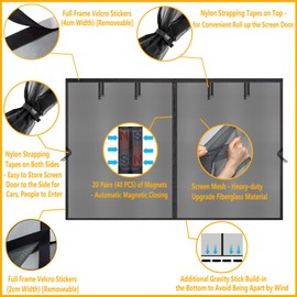 SANJINFON Garage Door Screen Kit 14x10ft with Magnetic Closure - Garage Net, Heavy-Duty Fiberglass Mesh for 14x10 FT 1 or 2 Car Garage, Blocks Bugs & Provides Privacy - for Patio Workshop Gym Porch