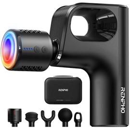 RENPHO Active Mini Thermacool Massage Gun with Heat and Cold, Valentine's Day Gifts, Percussion Deep Tissue Back Massager Ergonomic Design 5 Speeds for Muscle Therapy, FSA Eligible, Travel Case HSA