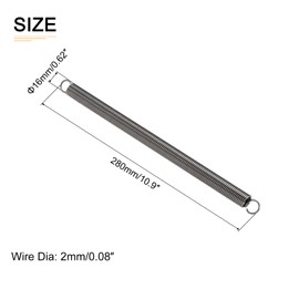 DTGN 2x16x280mm(WxODxL) Extension Spring - 2Pack - Good for Home Repair Machinery - Spring Steel Extended Compressed Spring - Grey