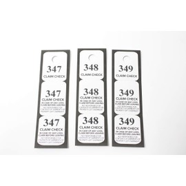 Coat Check Tickets - Black | 3 Part Claim Checks | 1000 Count
