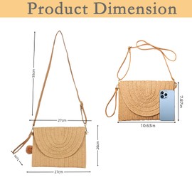 BTHRORO Strohtaschen für Damen, Sommer Geflochtene Tasche Strand Geldbörse Stroh Handtasche Crossbody Tasche für Damenreisen Urlaub