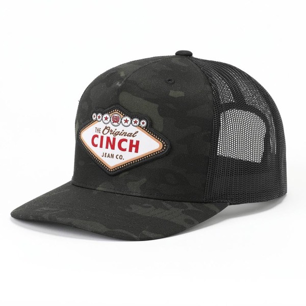 Cinch Men's Camo Vegas Logo Sign Trucker Cap, Black, One