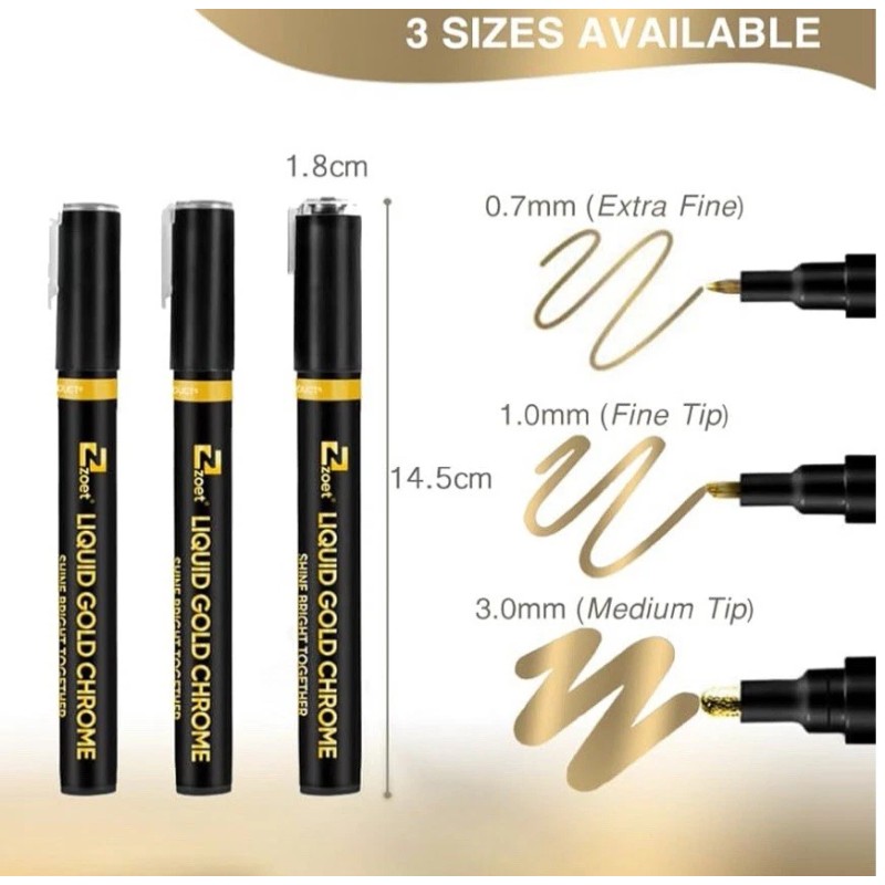ZOET 2 SETS Liquid Gold Marker Paint Pens Outline/Fill Paper