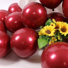 Skingwa Metallic Latex Balloons Love Bride Wedding Valentine's Day Baby Shower Party Decoration 50 Pack 10 Inch Ruby Red