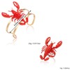 MYANAIL Fun Lobster Bracelet Ring Set for Women 3D Red