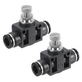 PATIKIL 10mm Pneumatic Ball Valve, 2 Pack 10mm OD SA Push to Connect Tube Fittings Ball Valve Union Straight Air Flow Control Valve for Air Hydraulic, Black