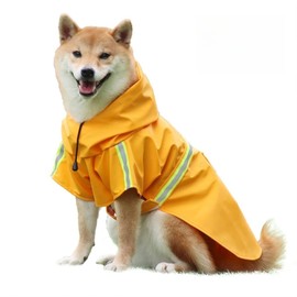 GLURIZ Impermeable para Perros con Rayas Reflectantes, Impermeable con Capucha para Perro, Impermeable para Perro Ajustable Impermeable para Perros Pequeños, Medianos (XXXL,14 a 24 kg