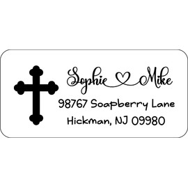 Atelier Elegance Custom Address Labels, Any Name, Any Address, Cross, Heart