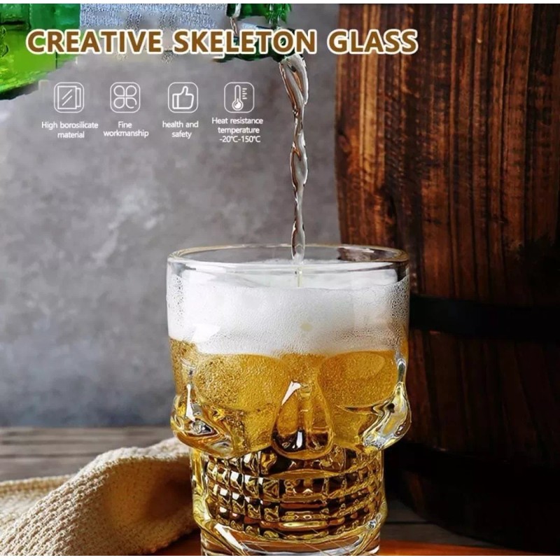CL Par De Tarros Cerveceros Con Forma De Cráneo