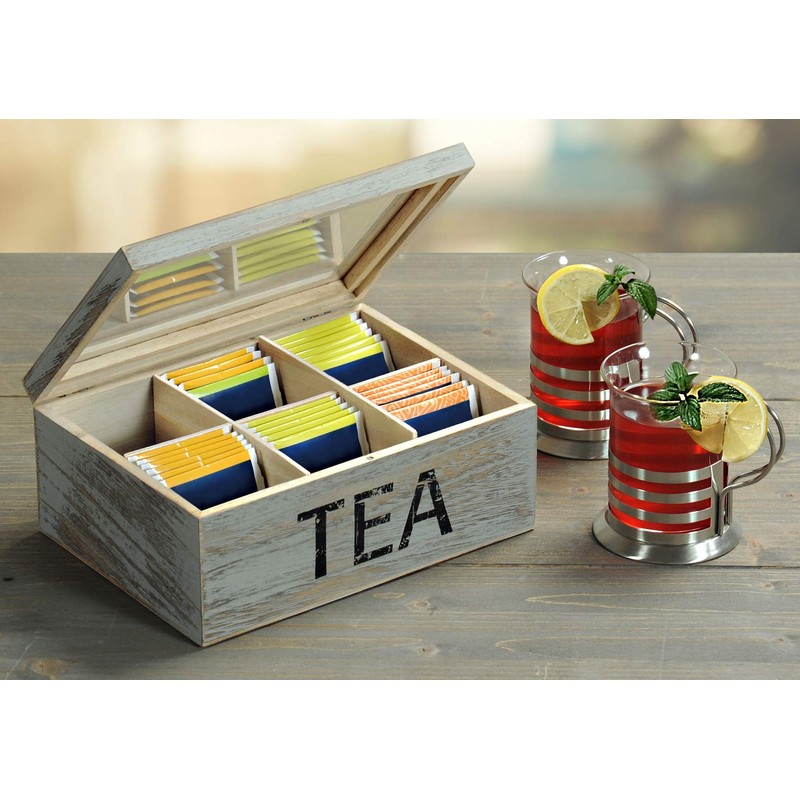 Kesper Paulonia Wood Tea Box, Grey, 21.7 x 16 x