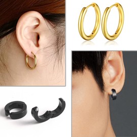 Men's Earrings Set Stainless Steel 9 Pairs Cool Punk Goth Cross Clip Hoop Earrings Fake Earrings Piercing Ear, Stainless Steel, Cubic Zirconia