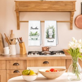 ArtisaEura Boho Farmhouse Bathroom Hand Towels Set of 4, Relax Breathe Soak Unwind Botanical Decorative Hand Towels for Gym Yoga Spa Decor, Modern Farmhouse Bathroom Decor, 16x24 Inches