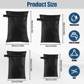 AYSYR 4 PCS Wet Bag Black,Travel Laundry Bag Waterproof,Travelling Storage Bag,Laundry Bags for Travelling Easy to Carry,Wash Bags Laundry for Ravel Storage,Makeup Storage(9*14,10*15,11*16,8*12inch)