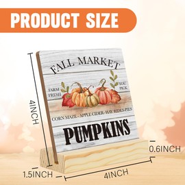 Farmhouse Fall Decorations for Home Fall Pumpkin Decor Vintage Autumn Thanksgiving Decor Wooden Acrylic Autumn Wood Acrylic Sign 4 x 4 inches (Wood 1913)