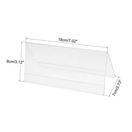 PATIKIL 7 x 3.12inch Acrylic Name Plate Holders Desk Sign Frame,10Pcs Transparent Name Tent Holders, Table Display for Table Menu Card Holders Triangle Conference Card Holder