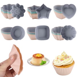 YMTWSRY 36 Stück Silikon Muffinförmchen, Muffinform Silikon 6 Typen Formen Antihaft Silikonformen Muffin Wiederverwendbare für Familie DIY Backen Kuchen Pudding