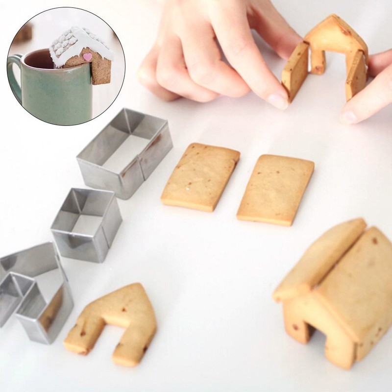 3Pcs Christmas House Cookie Cutter Set, Mini Ginger House Stainless