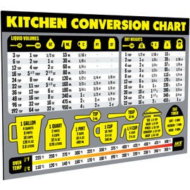 Kitchen Measurement Conversion Chart Magnet - Extra Large Easy to Read Magnetic Kitchen Decor - Weight, Liquid, Temperature Recipe Measuring Tool - Cooking, Cookbook & Baking Accessories Fridge Magnet
