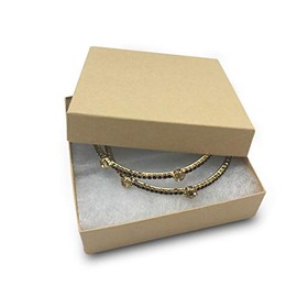TheDisplayGuys - 25-Pack #33 Cotton Filled Cardboard Paper Jewelry Boxes Gift Case - Kraft Brown (3.5" x 3.5" x 1.0") - for Shipping or Storage