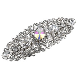 Vintage Crystal Hair Barrettes,Sparkly Glitter Crystal Rhinestones Flower Hair Clips French Style Hairpin Pearl Hair Accessories for Women Girls (White)