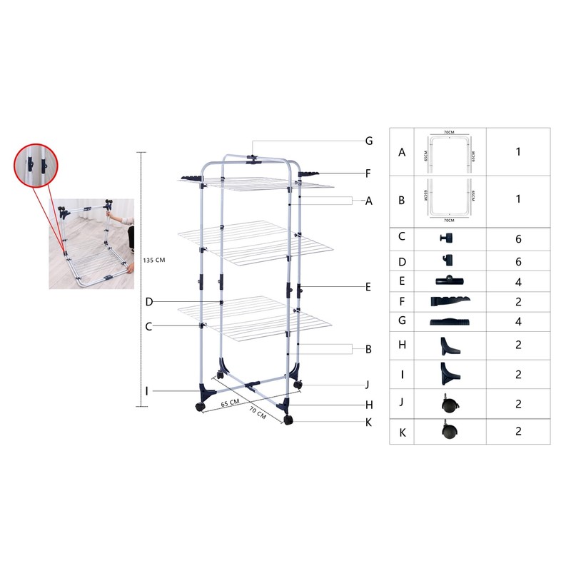 Lavish Home Clothes Drying Rack – 4-Tiered Laundry Station with