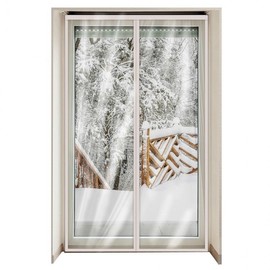 Large Magnetic Windproof Thermal Vinyl Curtain for Entrance & Balcony (Transparent White) 120x210