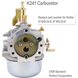 Ewillownm Compatible with K241 K301 Carburetor Kit Kohler K241 K301 Cast Iron 10HP 12HP Carburetor Replaces 47-853-23-S Carburetor 47-559-11-S Fuel Pump