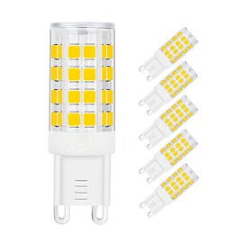 SumVibe G9 LED Bulb 5W, 40W G9 Halogen Bulb Replacement, 420LM, Daylight White 6000K, AC100V-240V, G9 Base Non-Dimmable Light Bulbs, 6-Pack